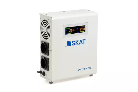 ИБП БАСТИОН SKAT-UPS 500T, 500 VA, 300 Вт, EURO, розеток - 2, белый (4501) (без аккумуляторов)