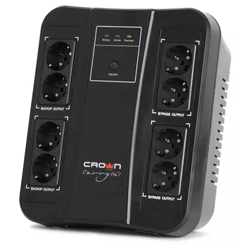 ИБП CROWN CMUS-255 EURO SMART, 650 VA, 390 Вт, EURO, розеток - 8, USB, черный (CM000003158)
