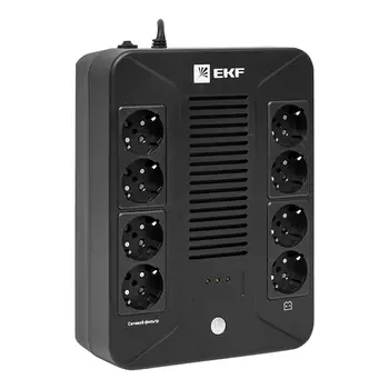 ИБП EKF SSW-1000, 1000 В·А, EURO, розеток - 8, USB, черный (SSW-1000)