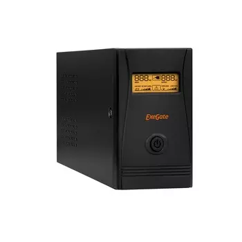 ИБП ExeGate LLB-650.LCD.AVR.EURO.RJ.USB, 650 VA, 360 Вт, EURO, розеток - 2, USB, черный (EP285581RUS)