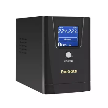 ИБП ExeGate Power Smart ULB-500.LCD.AVR.2SH, 500 VA, 300 Вт, EURO, розеток - 2, черный (EX294613RUS)