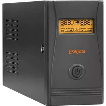 ИБП ExeGate Power Smart ULB-850.LCD.AVR.EURO.RJ.USB, 850 VA, 480 Вт, EURO, розеток - 2, USB, черный (EP285478RUS)