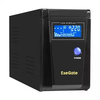 ИБП ExeGate SineTower SN-600.LCD.AVR.2SH, 600 VA, 360 Вт, EURO, розеток - 2, черный (EX295980RUS)