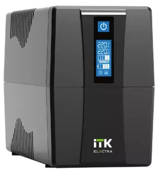 ИБП ITK ELECTRA EET-0800VA-1-001, 800 VA, 480 Вт, IEC, розеток - 2, USB, черный (EET-0800VA-1-001)