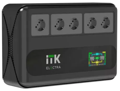 ИБП ITK ELECTRA LT5 ELT5-600VA-1-001, 600 VA, 360 Вт, EURO, розеток - 5, USB, черный (ELT5-600VA-1-001)