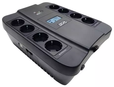 ИБП Powercom Spider SPD-1100U LCD, 1100 В·А, 605 Вт, EURO, розеток - 8, USB, черный (SPD-1100U LCD)