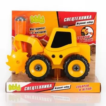 Игровой набор Bebelot "Экскаватор-пила", спецтехника, отвёртка и 3 насадки (BEB1602-101)