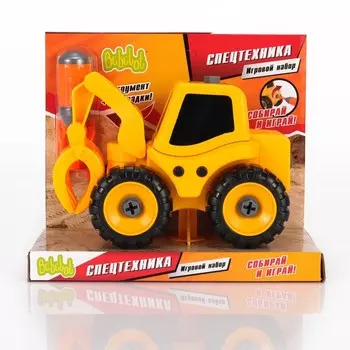 Игровой набор Bebelot "Экскаватор с захватом", спецтехника, отвёртка и 3 насадки (BEB1602-104)