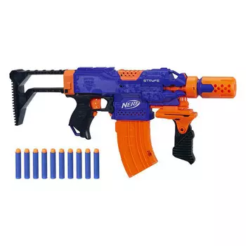 Игровой набор Hasbro "Блестер Nerf N-Strike Elite Stryfe CQ-10", бластер, 10 дротиков, дополнительные аксессуары, разноцветный (E2341)