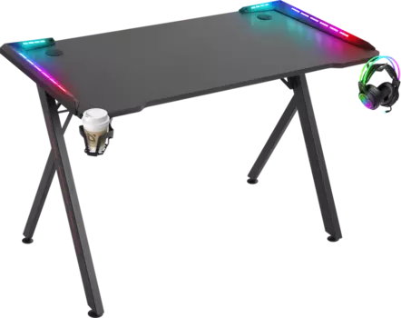 Игровой стол Defender Gamer RGB, ДСП/металл, черный (64330)