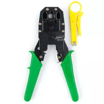 Клещи обжимные (кримпер) и зачистки ATCOM KS-315, RJ-11, RJ-45, В комплекте с инструментом нож для снятия изоляции (AT9147)