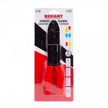 Клещи обжимные (кримпер) наконечников и зачистки проводов REXANT HT-204, (1.25, 2.0, 5.5 мм) (М2.6, М3, М5, М4, М3,5) (0.75, 0.9, 1.25, 2.0, 3.5, 5.5 мм) (12-3033)
