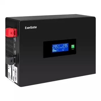 Инвертор ExeGate IdealSine SR-600/HRL 12-26 (12В, 26Ач) , 600 VA, 600 Вт, EURO, розеток - 2, черный (EX297381RUS) (в комплекте внешний аккумулятор)