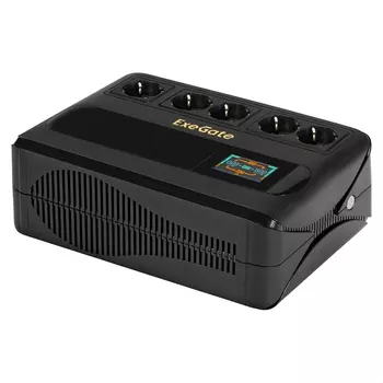 Инвертор ExeGate NEO SMART BU-1000.LCD.AVR.5SH.RJ.USB, 1000 В·А, 500 Вт, EURO, розеток - 5, USB, черный (EX298095RUS)