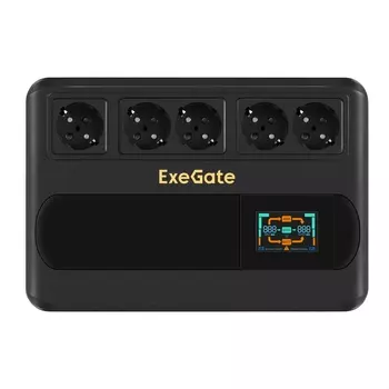 Инвертор ExeGate NEO SMART BU-800.LCD.AVR.5SH, 800 VA, 480 Вт, EURO, розеток - 5, черный (EX295685RUS)