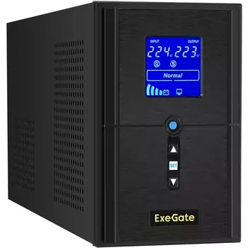 Инвертор ExeGate SineTower SN-1000.LCD.AVR.2SH.1C13.USB, 1000 В·А, 800 Вт, EURO+IEC, розеток - 3, USB, черный (EX295981RUS)