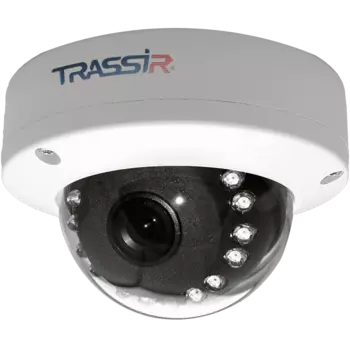 IP-камера Trassir TR-D2D5 3.6мм, уличная, купольная, 2Мпикс, CMOS, до 1920x1080, до 25кадров/с, ИК подсветка 15м, POE, -40 °C/+60 °C, белый (TR-D2D5 3.6)