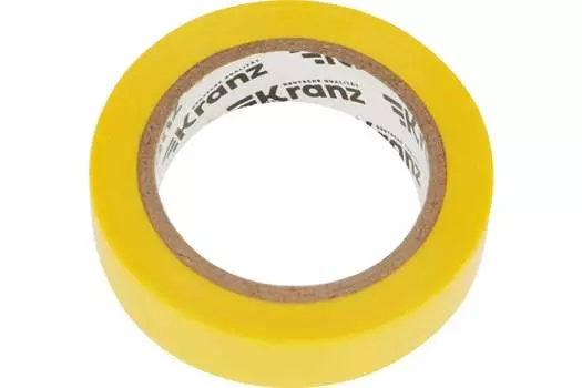 Изолента ПВХ, 130 мкм/15 мм/10 м, желтая, Kranz (KR-09-2002)