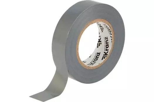 Изолента ПВХ, 130 мкм/19 мм/25 м, серая, Kranz (KR-09-2208)