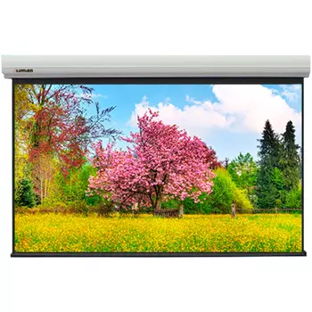 Экран для проектора рулонный Lumien Master Large Control, настенно-потолочный моторизированный 4:3 437x569 MW, экран, привод, пульт ДУ (LMLC-100102)
