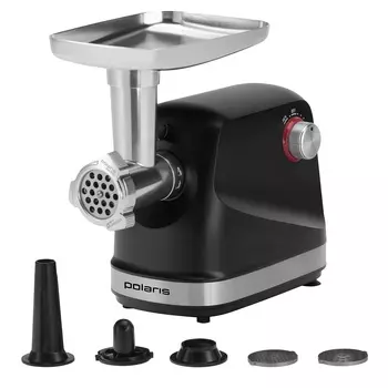 Электрическая мясорубка Polaris PMG 2582, 2.5 кВт, 2.7 кг/мин, серебристый/черный