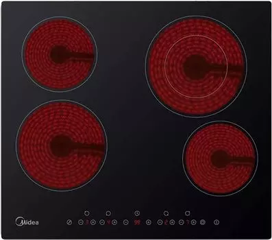 Электрическая варочная панель Midea MCHF645, 4 конфорки, черный (MCHF645)