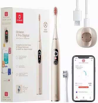 Электрическая зубная щетка Oclean X Pro Digital Y2076, насадок: 2, режимов: 3, золотистый (C01000383)