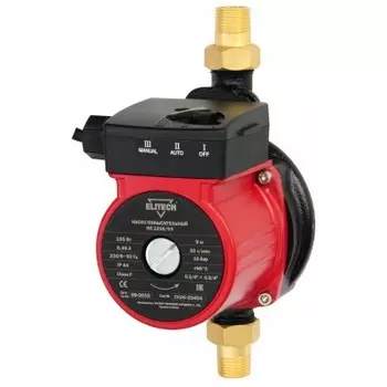Электрический водяной насос Elitech НП 1216/9Э, 105 Вт, поверхностный, циркуляционный, производительность 1.38 м/час, 2.6 кг (181578)