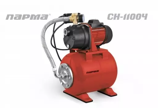 Электрический водяной насос ПАРМА СН-1100Ч, 1100Вт, насосная станция, центробежный, производительность 4.6 м/час, глубина погружения 8м, 13.5кг (02.012.00046)