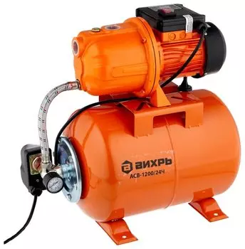 Электрический водяной насос Вихрь АСВ-1200/24Ч, 1200Вт, насосная станция, поверхностный, производительность 4.2 м/час, глубина погружения 9м, 16.7кг (68/1/9)