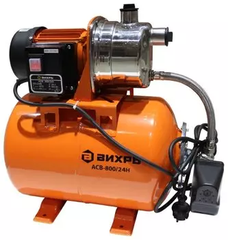 Электрический водяной насос Вихрь АСВ-800/24Н, 800Вт, насосная станция, поверхностный, производительность 3.6 м/час, глубина погружения 9м, 12кг (68/1/7)