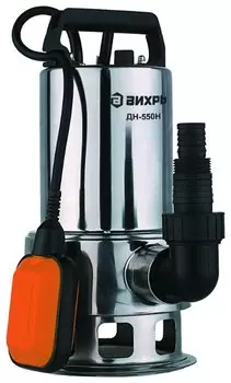 Электрический водяной насос Вихрь Водомет ДН-550Н, 550Вт, погружной, дренажный, производительность 10 м/час, 5.9кг (68/2/4)