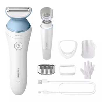 Электробритва для женщин Philips BRL166/91 Cordless shaver with Wet and Dry use, белый/голубой (BRL166/91)