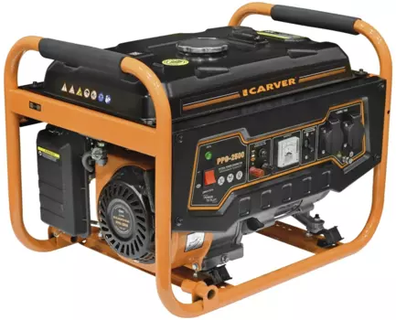 Электрогенератор Carver PPG- 2500А, однофазный, синхронный, бензиновый, 5.5 л.с., 2.3кВт, 2xEURO 16A (01.020.00010)