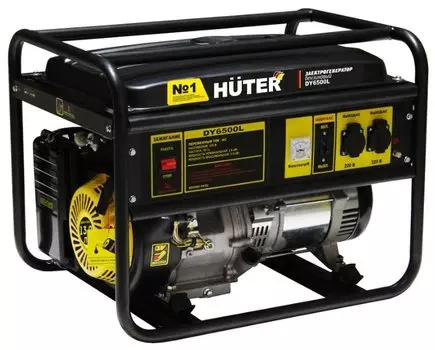 Электрогенератор Huter DY6500L, однофазный, синхронный, бензиновый, 13 л.с., 5.5кВт, 2xEURO 16A (64/1/6)