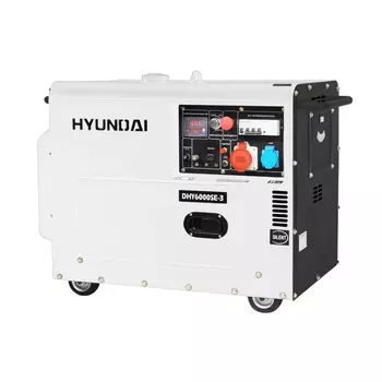 Электрогенератор Hyundai DHY 6000SE-3, трехфазный, синхронный, дизельный, 10 л.с., 5.5кВт, 1xEURO 16A
