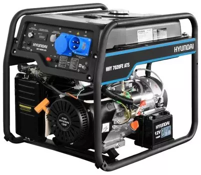 Электрогенератор Hyundai HHY 7020FE ATS, однофазный, синхронный, автозапуск, бензиновый, 13 л.с., 5.5кВт, 1xEURO 16A + 1x220В 32A