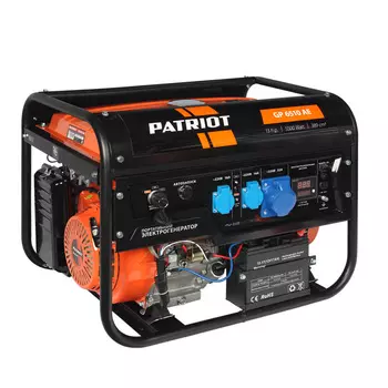 Электрогенератор PATRIOT GP 6510AE, однофазный, синхронный, автозапуск, бензиновый, 13 л.с., 5.5кВт, 2xEURO 16A + 1x220В 32A (474101580)