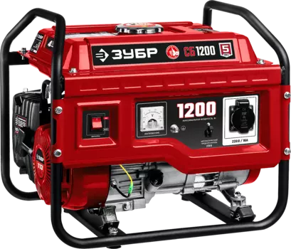 Электрогенератор Зубр СБ-1200, однофазный, асинхронный, бензиновый, 4 л.с., 1.2кВт, 1xEURO 5А
