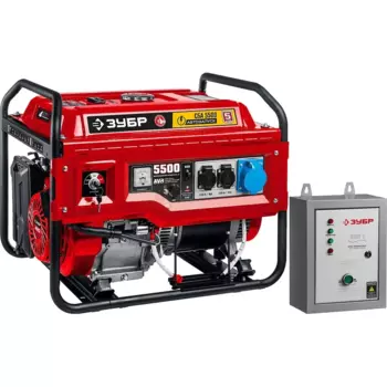 Электрогенератор Зубр СБА-5500, однофазный, синхронный, автозапуск, бензиновый, 15 л.с., 5.5кВт, 2xEURO 22.7А