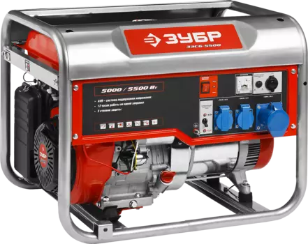 Электрогенератор Зубр ЗЭСБ-5500, однофазный, синхронный, бензиновый, 5.5кВт