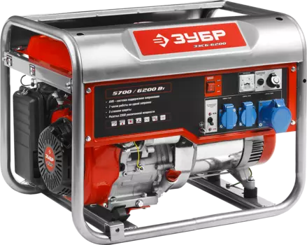 Электрогенератор Зубр ЗЭСБ-6200-ЭА, однофазный, синхронный, бензиновый, 6.2кВт