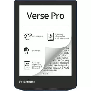 Электронная книга PocketBook 634 Verse Pro Azure, 6" 1072x1448 E-Ink Carta Touch, 16Gb, Wi-Fi, синий (PB634-A-WW)