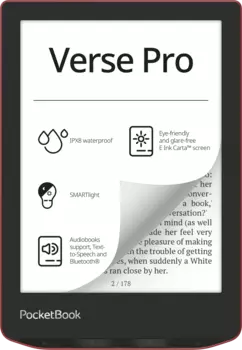 Электронная книга PocketBook 634 Verse Pro Passion Red, 6" 1072x1448 E-Ink Carta Touch, 16Gb, Wi-Fi, красный (PB634-3-WW)