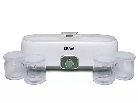 Йогуртница Kitfort KT-2006 20Вт, белый/зеленый (KT-2006)