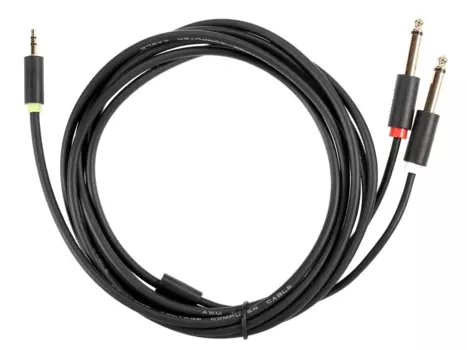 Кабель 2xJack6.3mm(M)-Jack 3.5mm(M), экранированный, ферритовый фильтр, 3м, черный Telecom (TAV6168-3M)