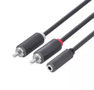 Кабель 2xRCA(M)-Jack 3.5mm(F), 30 см, черный Greenconnect (GCR-51841)