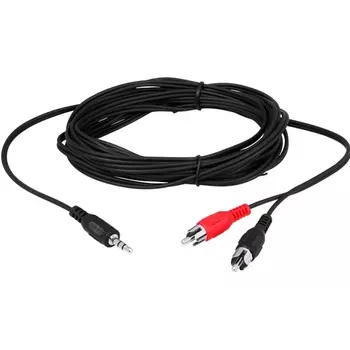 Кабель 2xRCA(M)-Jack 3.5mm(M), 5м, черный REXANT (17-4205)