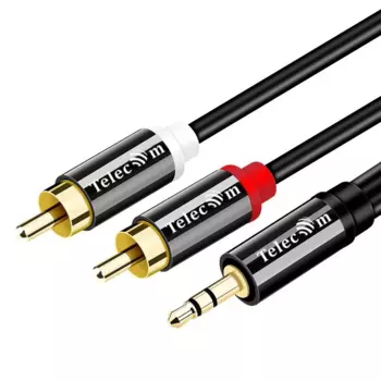 Кабель 2xRCA(M)-Jack 3.5mm(M), 1.5м, черный Telecom (TAV7183M-1.5M)