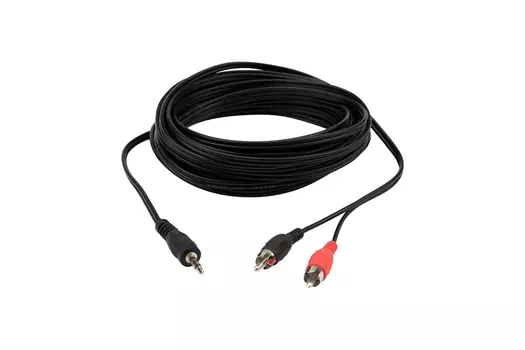 Кабель 2xRCA(M)-Jack 3.5mm(M), 10м, черный REXANT (17-4207)